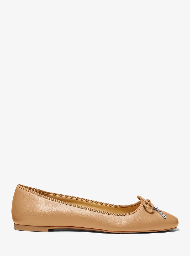 Nori Leather Ballet Flat in CAMEL | Michael Kors
