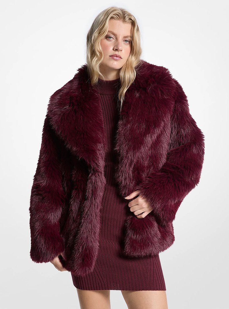Faux Fur Peacoat in OXBLOOD | Michael Kors