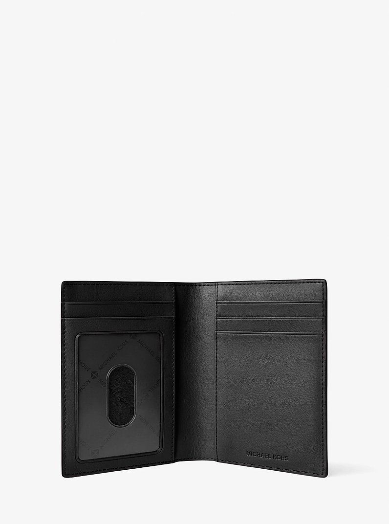 Cooper Pebbled Leather Bi-Fold Card Case in BLACK | Michael Kors