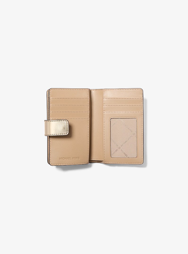 Billetera Jet Set mediana con logotipo met&aacute;lico in DORADO P&Aacute;LIDO | Michael Kors