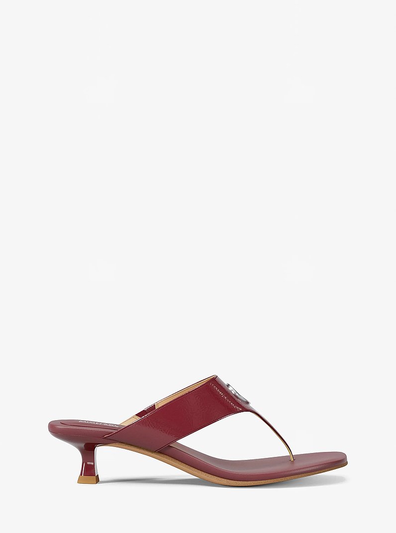 Anneka Patent Thong Sandal in MAROON | Michael Kors