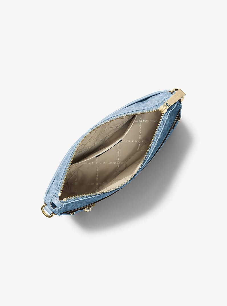 Jet Set Large Signature Logo Printed Crossbody Bag in CHAMBRAY | Michael Kors