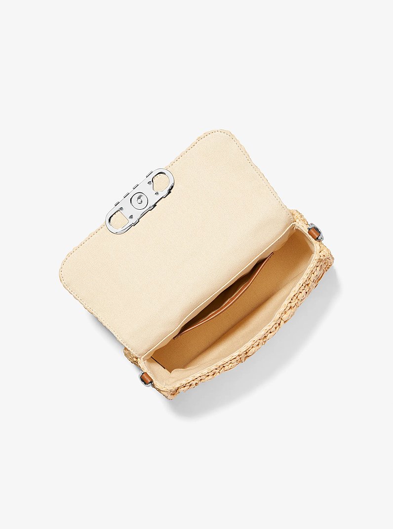 Parker Medium Woven Straw Shoulder Bag in NATURAL/LUGGAGE | Michael Kors