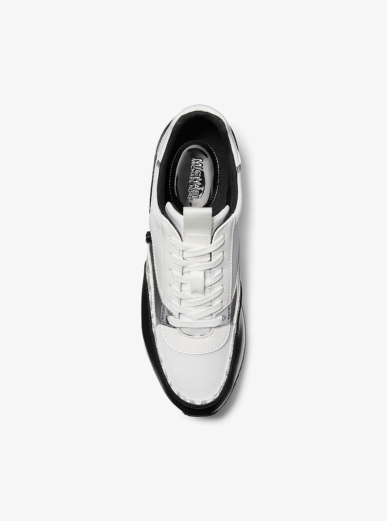 Mariah Mixed-Media Trainer in BLACK/WHITE | Michael Kors