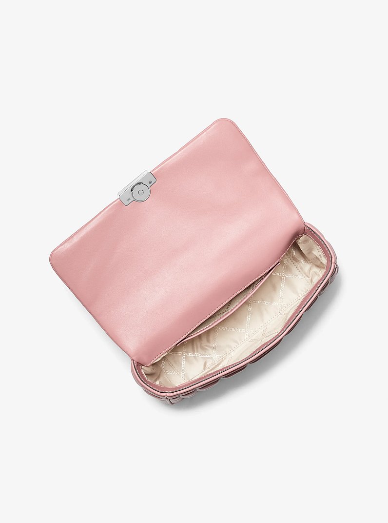 Tribeca Large Quilted Leather Shoulder Bag in SMOKEY ROSE | Michael Kors