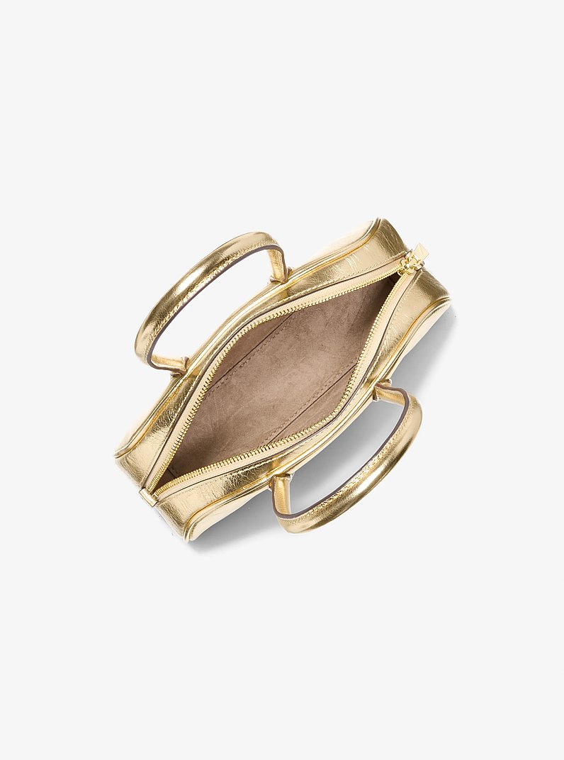 Lulu Small Metallic Leather Satchel in PALE GOLD | Michael Kors