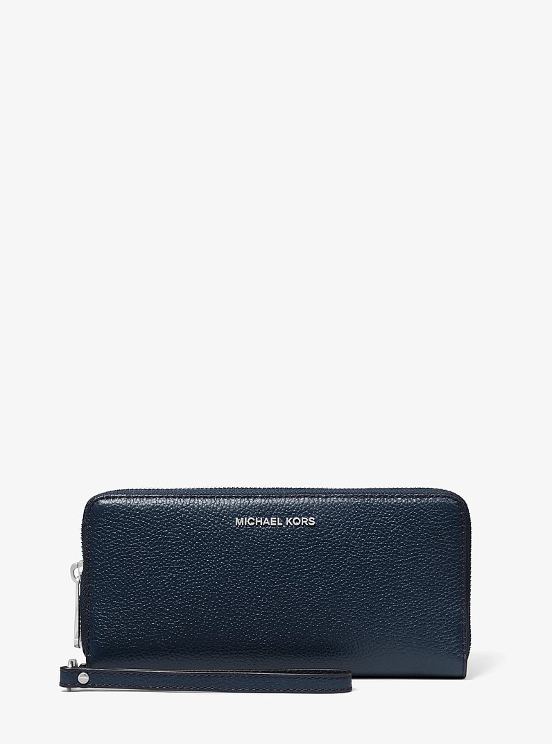 Bolso de pulsera continental Jet Set de piel granulada in AZUL MARINO | Michael Kors