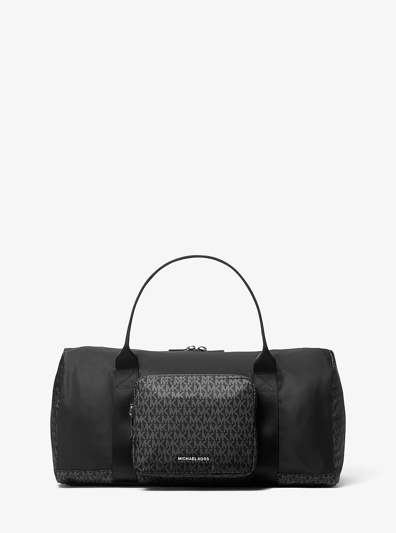Borsa da weekend Tanner in nylon con stampa logo in NERO | Michael Kors