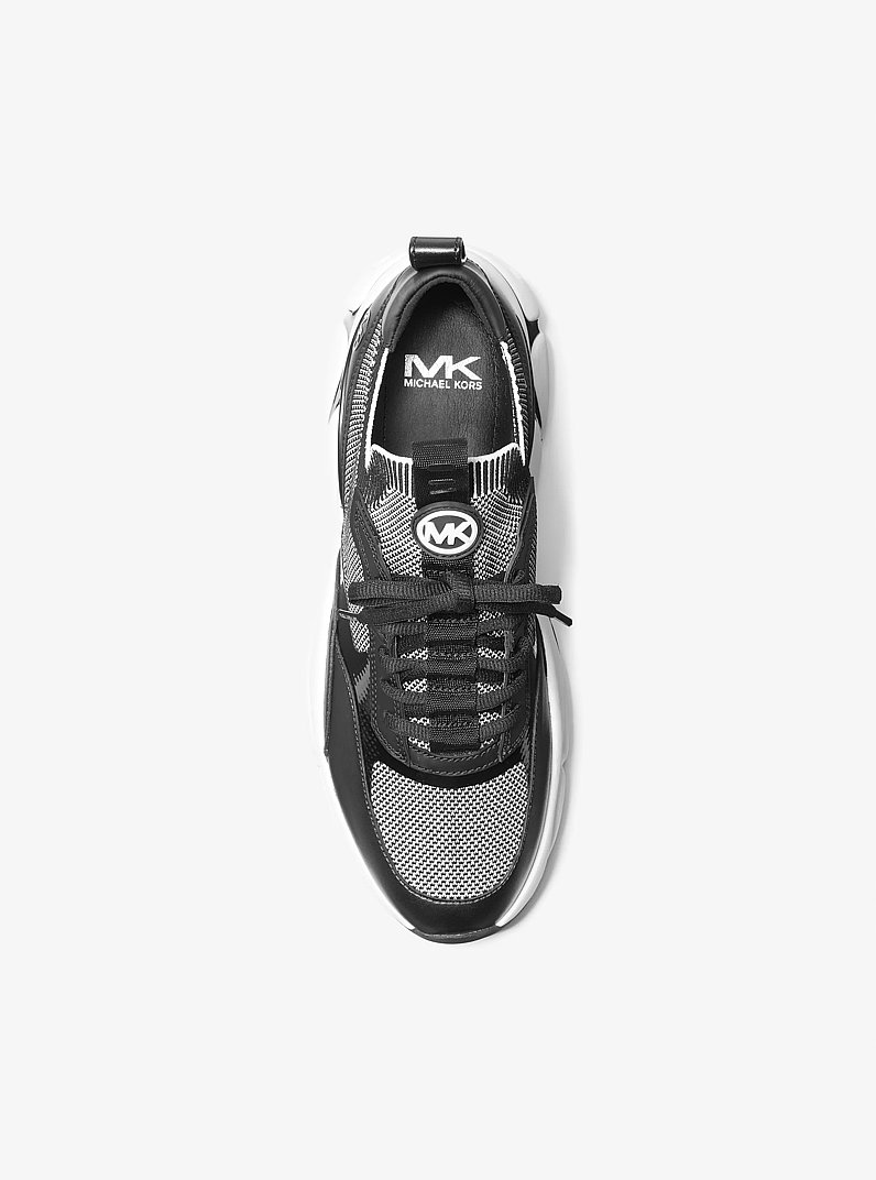 Darius Two-Tone Stretch Knit Trainer in BLACK/WHITE | Michael Kors