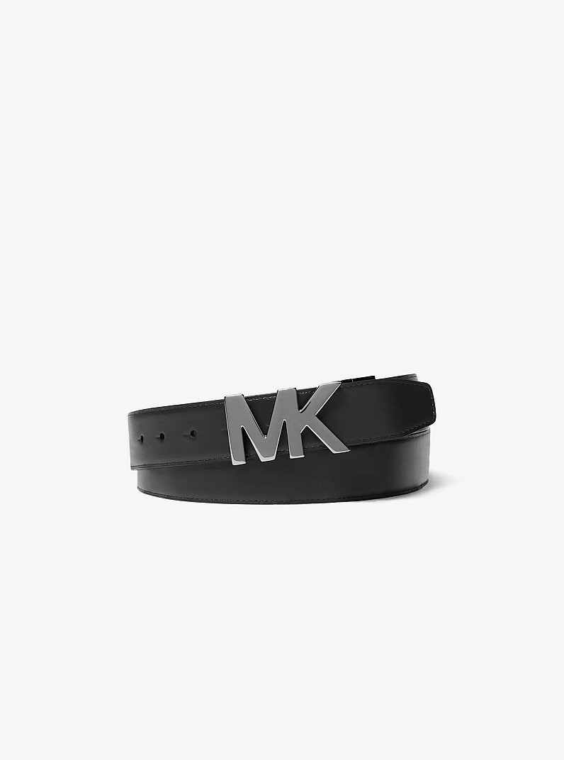 Reversible Signature Logo and Leather Belt in BLACK | Michael Kors