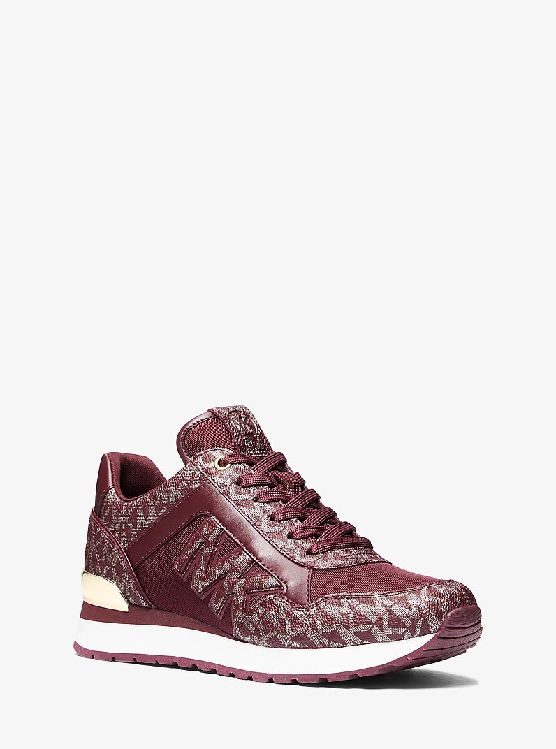 Maddy Metallic Signature Logo Trainer in OXBLOOD | Michael Kors