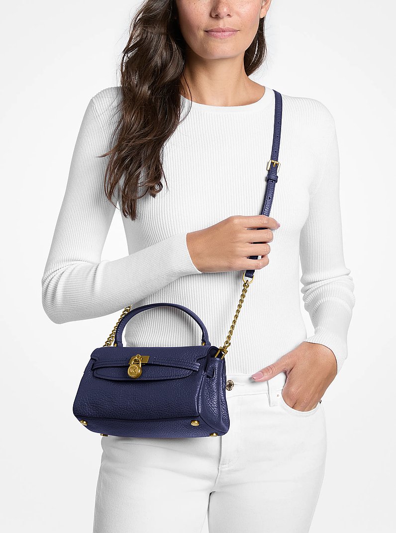Hamilton Extra-Small Textured Leather Soft Crossbody Bag in PRUSSIN BLUE | Michael Kors