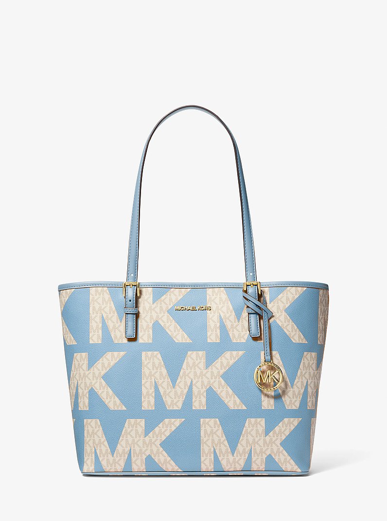 Jet Set Medium Graphic Logo Tote Bag in PALE BLUE MULTI | Michael Kors