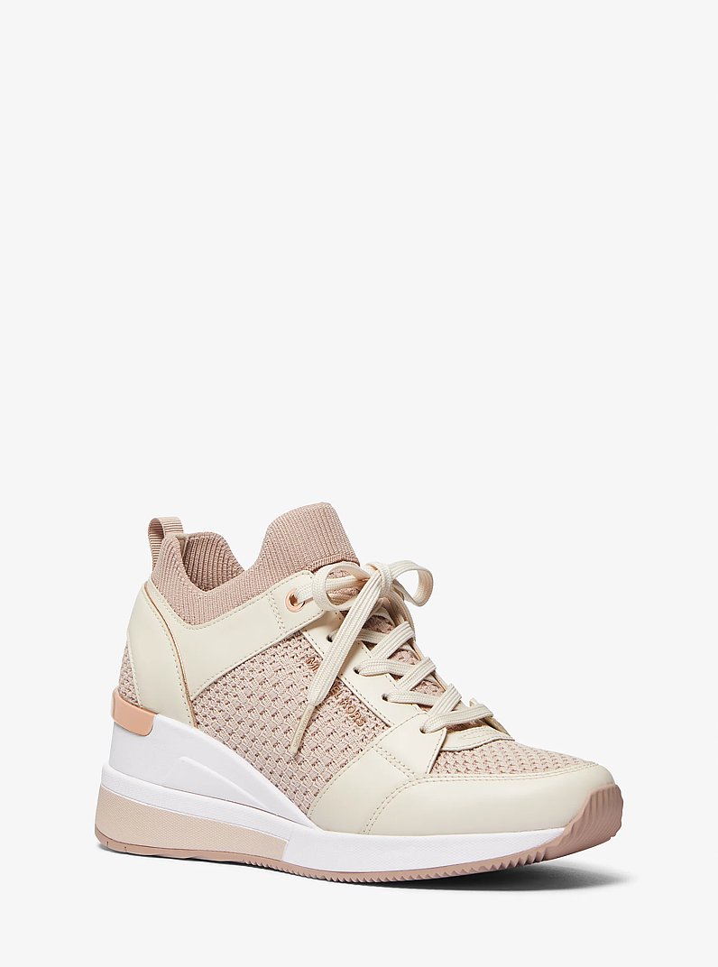 Georgie Textured Knit and Leather Trainer