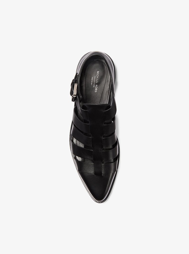 Stromboli Leather Fisherman Sandal in BLACK | Michael Kors