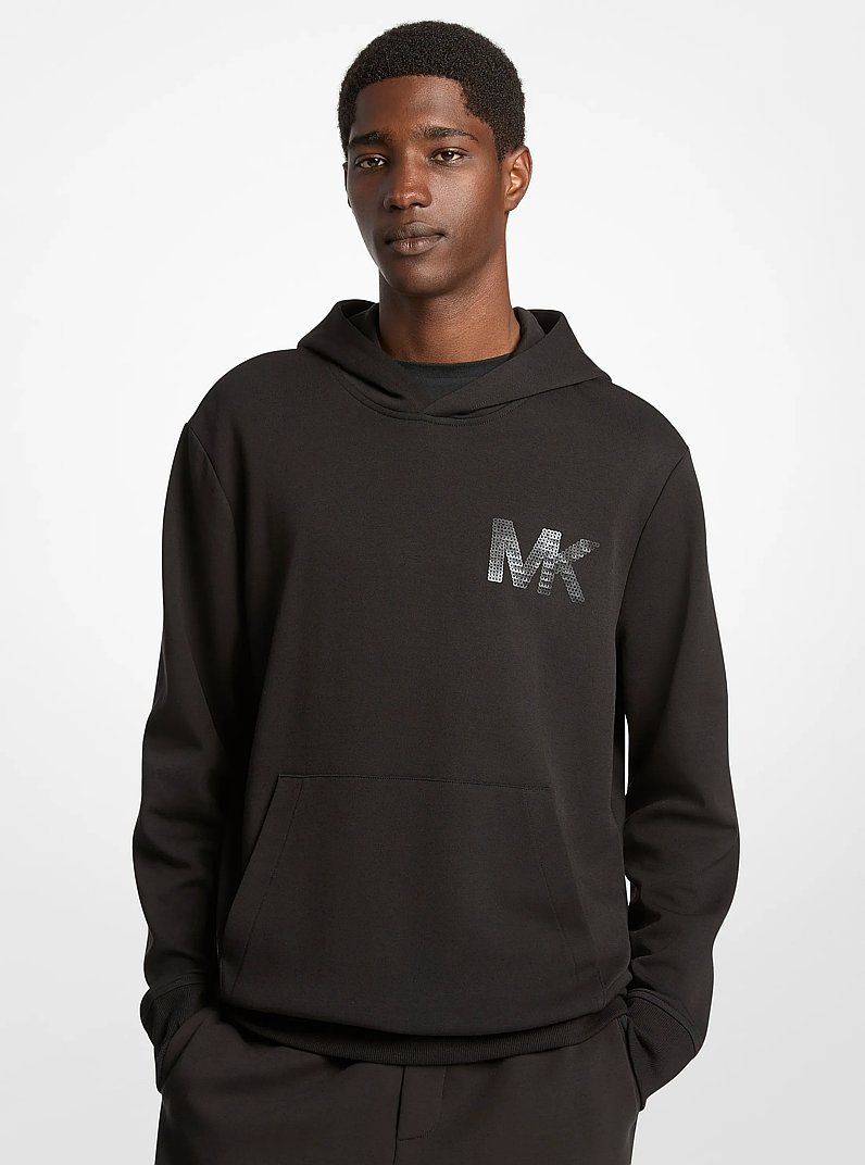 Embellished Logo Cotton Blend Hoodie in BLACK - Sale | Michael