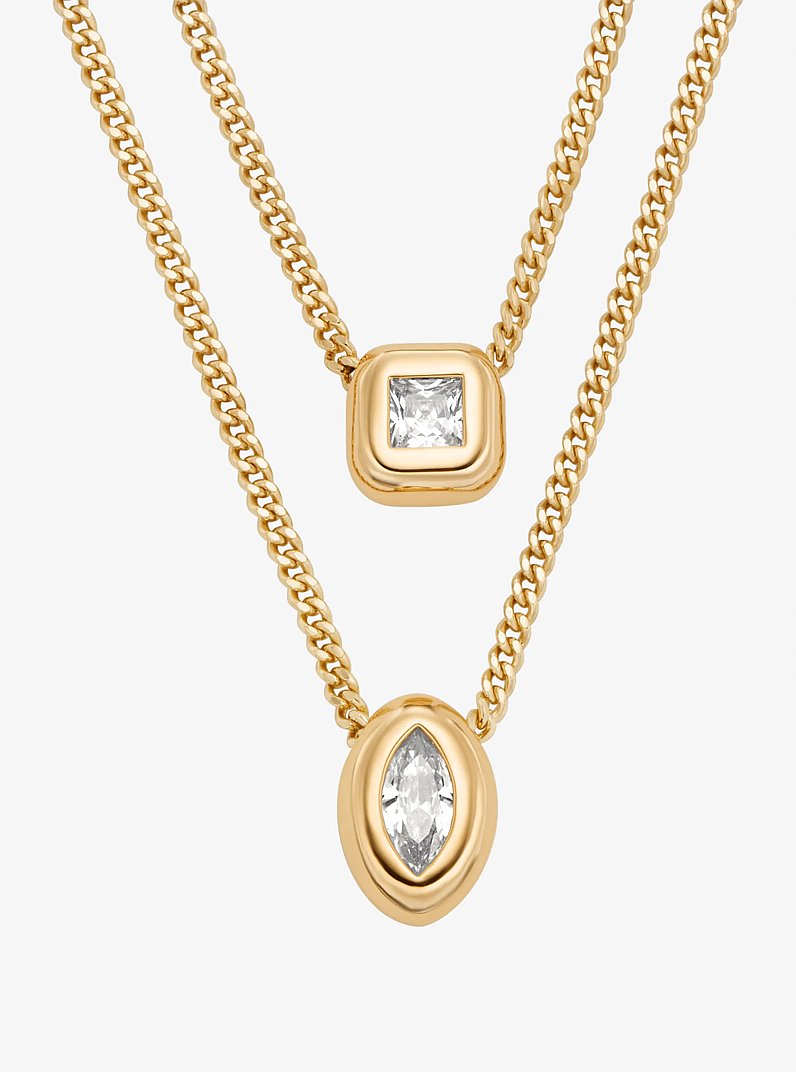 Cubic Zirconia Double Layered Necklace in GOLD - Sale | Michael