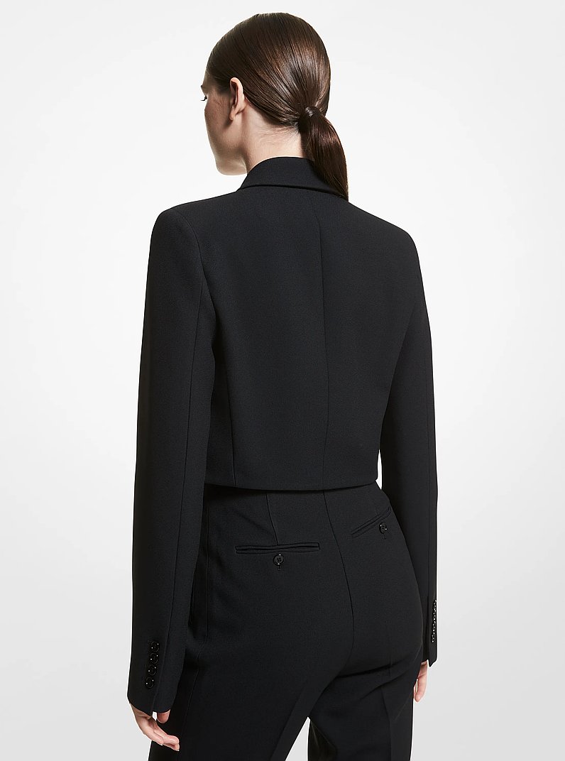 Chaqueta bolero de crep&eacute; sabl&eacute; doble in NEGRO | Michael Kors