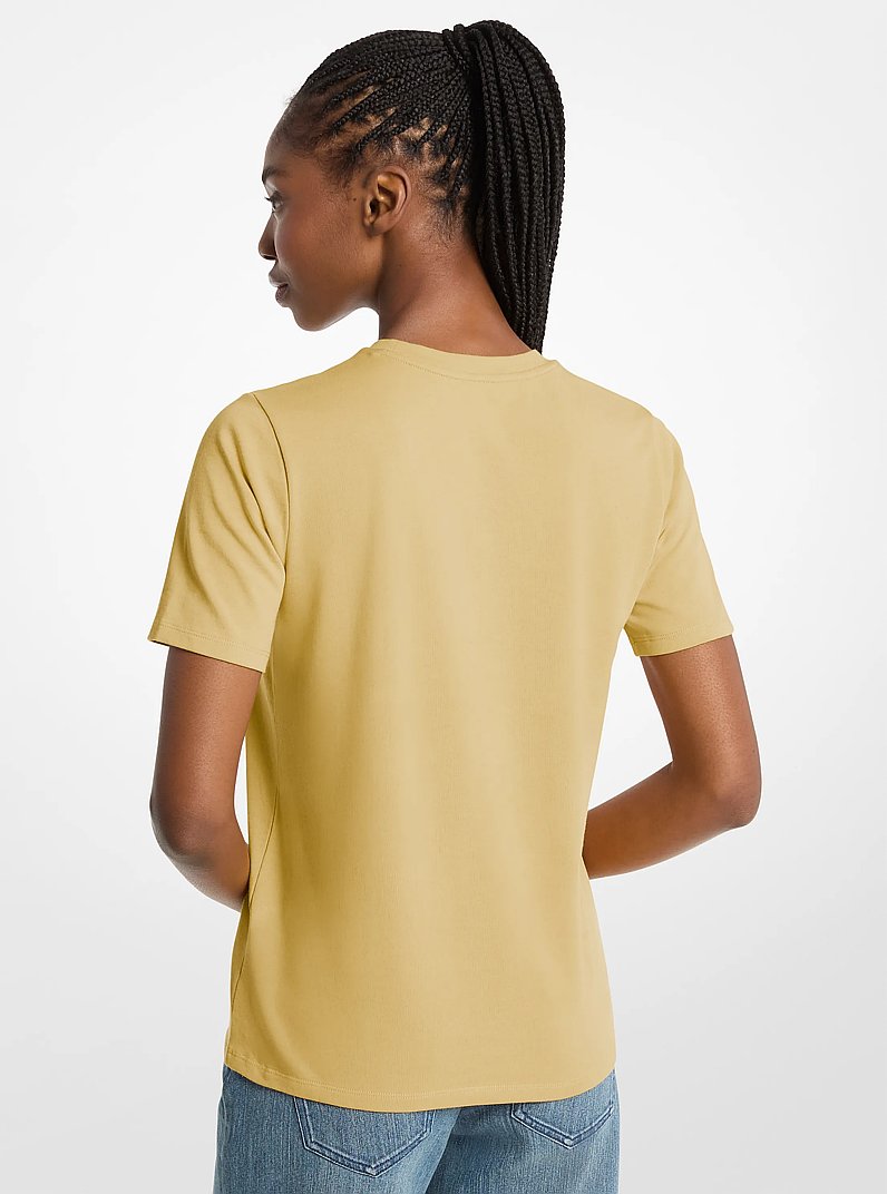 Studded Logo Charm Organic Cotton Jersey T-Shirt in OREGANO | Michael Kors