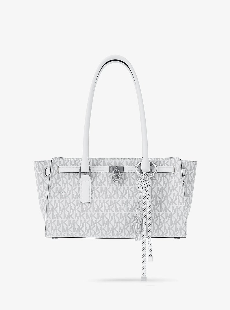 Adorno para bolso en tono plateado moteado con cord&oacute;n in BLANCO INTENSO | Michael Kors
