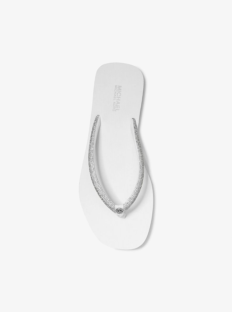 Jinx Crystal-Embellished Flip Flop in OPTIC WHITE | Michael Kors
