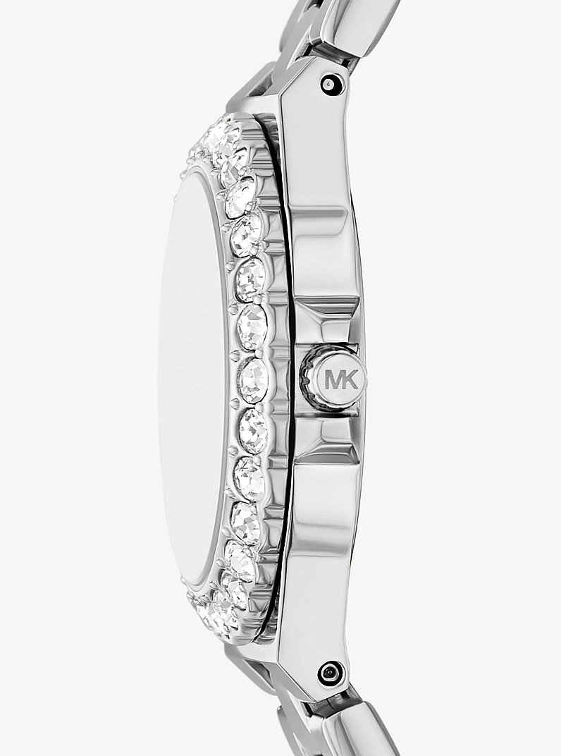 Reloj Lennox mini en tono plateado con incrustaciones de pav&eacute; in PLATEADO | Michael Kors