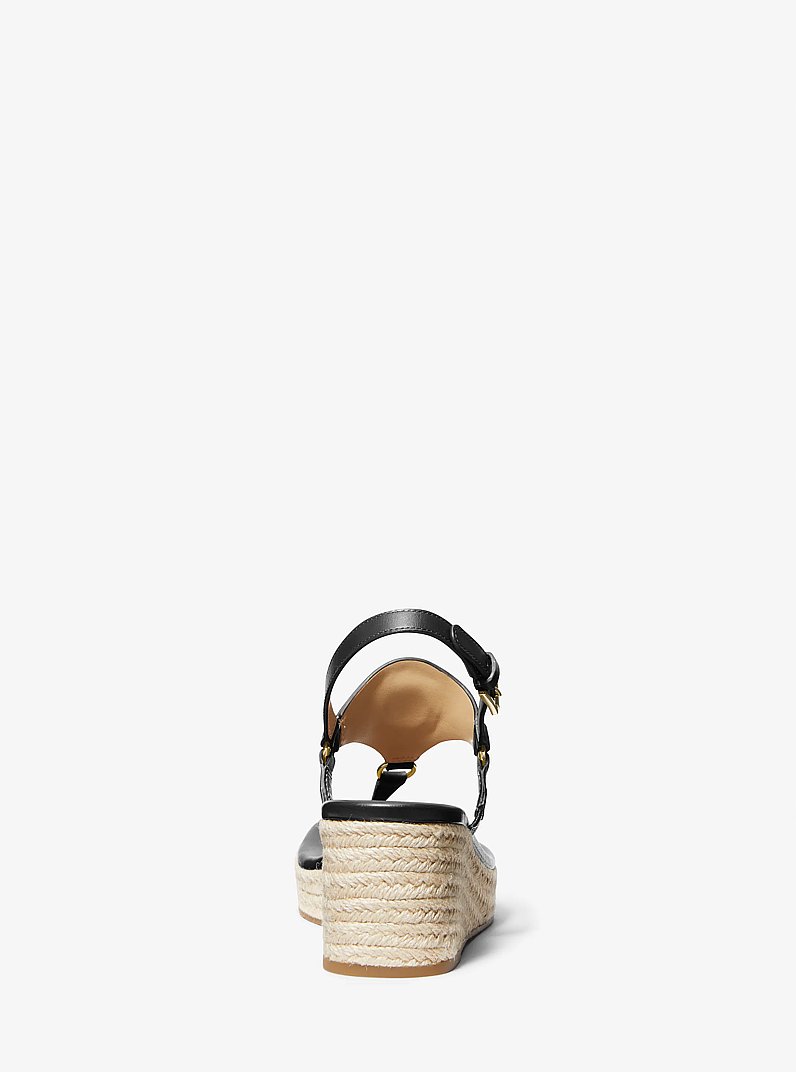 Casey Leather Wedge Sandal in BLACK | Michael Kors