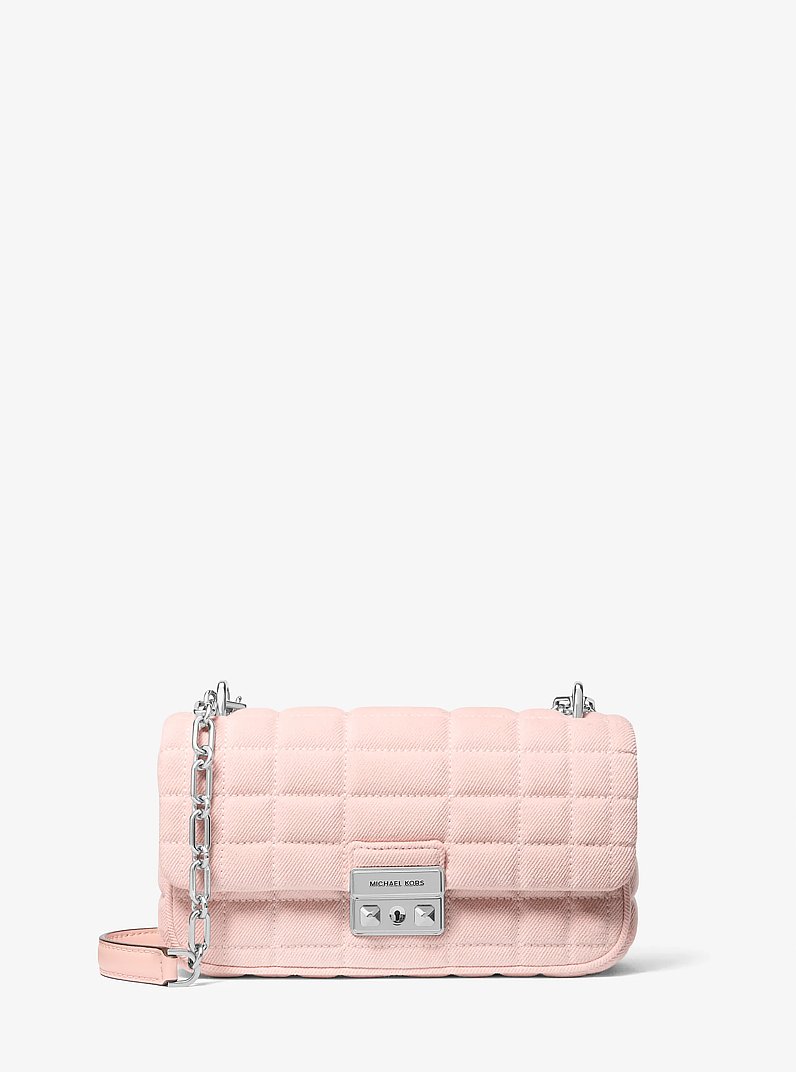 Tribeca Small Quilted Denim Shoulder Bag in ROSEWATER | Michael Kors