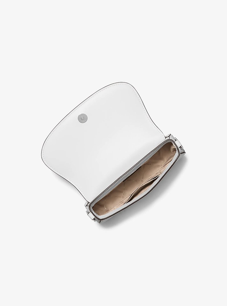 Mila Small Leather Convertible Crossbody Bag in OPTIC WHITE | Michael Kors