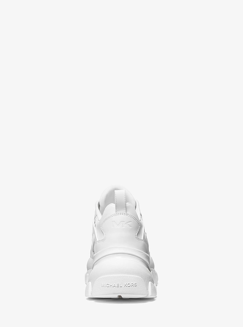 Nick Faux Leather and Mesh Trainer in OPTIC WHITE | Michael Kors