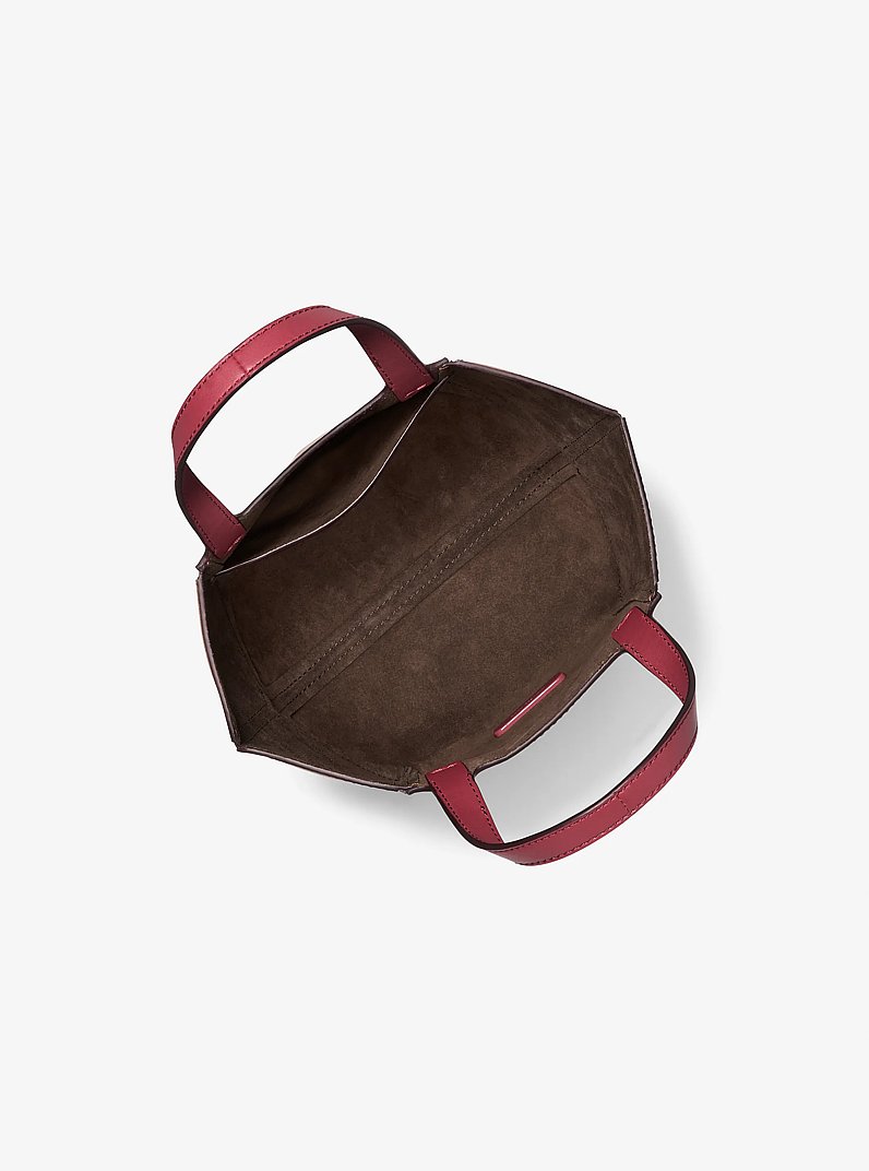 Jordi Small Leather Tote Bag in DEEP RED | Michael Kors