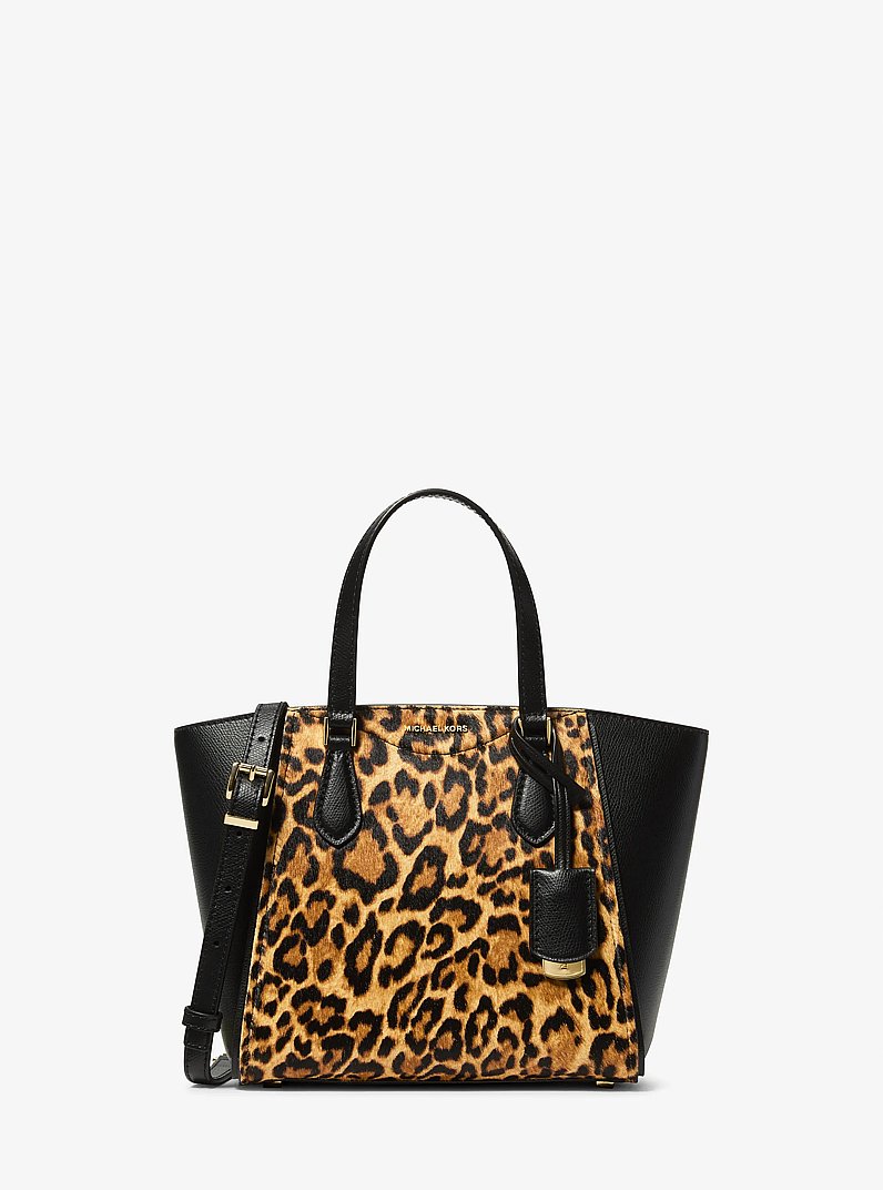 Taryn Small Leopard Print Calf Hair Convertible Crossbody Bag in MARIGOLD | Michael Kors