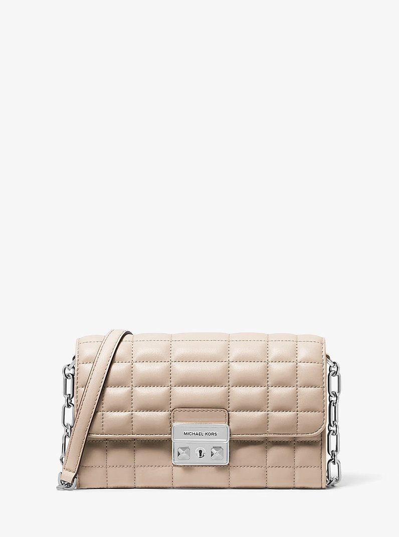 Tribeca Leather Convertible Crossbody Bag in LIGHT SAND | Michael Kors