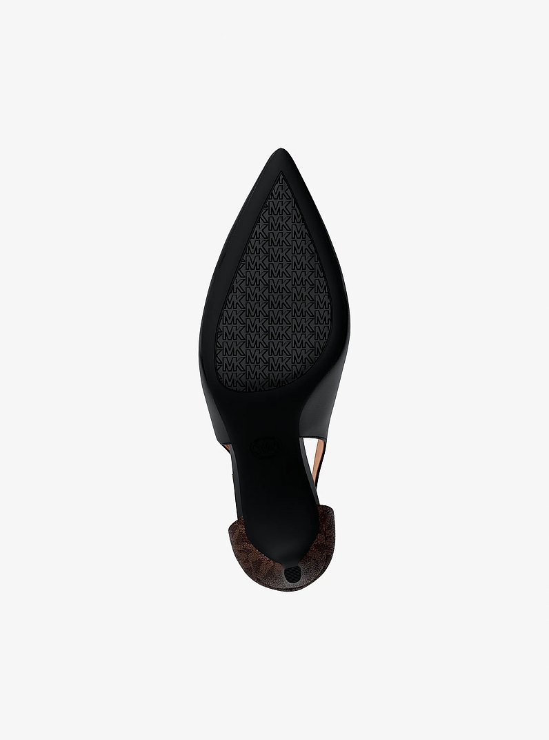 D&eacute;collet&eacute; Rachel Flex in pelle con stampa logo in NERO/MARRONE | Michael Kors
