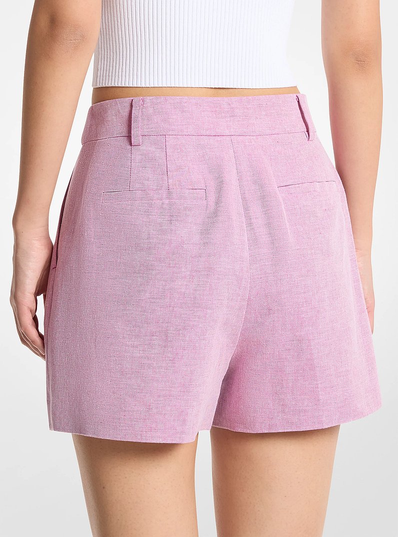 Bundfaltenshorts aus Leinen und Baumwolle in HIMBEERE | Michael Kors