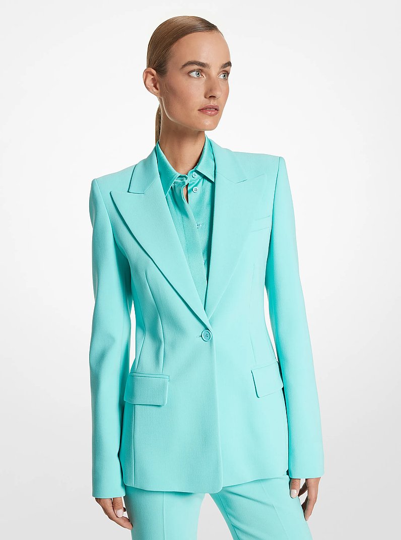 Blazer Georgina de crep&eacute; granulado el&aacute;stico in ESPUMA DE MAR | Michael Kors