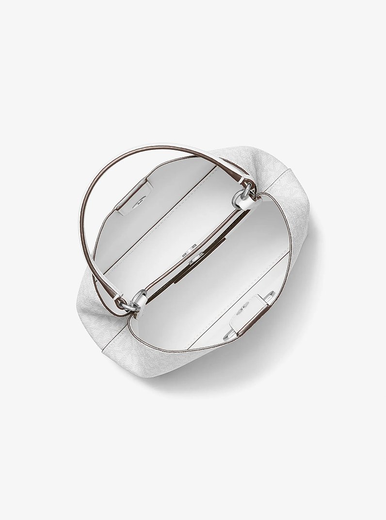 Pratt Small Signature Logo Convertible Shoulder Bag in OPTIC WHITE | Michael Kors