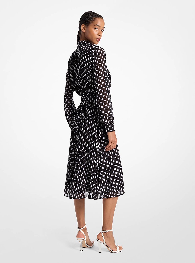 Vestido de georgette con estampado de lunares in NEGRO/BLANCO | Michael Kors