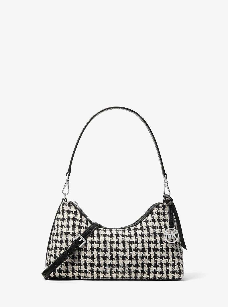 Sammy Small Woven Houndstooth Convertible Crossbody Bag in BLACK/LIGHT CREAM | Michael Kors