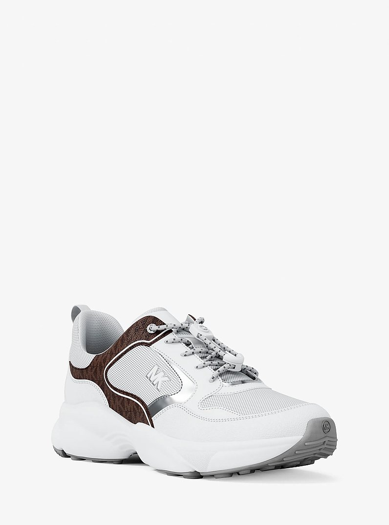 Jett Mixed-Media Trainer in OP WHT/BROWN | Michael Kors