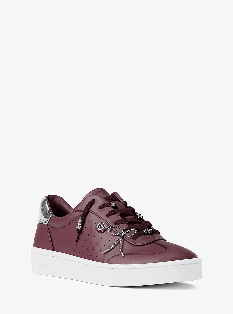 Scotty Embellished Leather Sneaker in OXBLOOD | Michael Kors