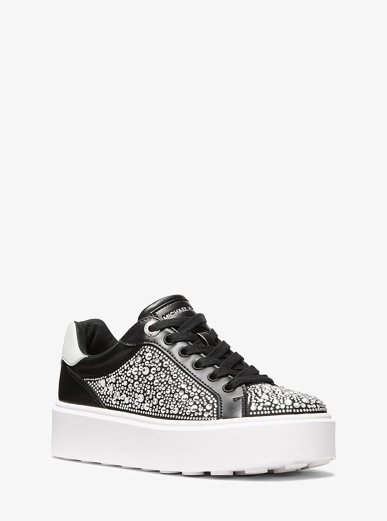 Romey Embellished Platform Sneaker in BLACK | Michael Kors