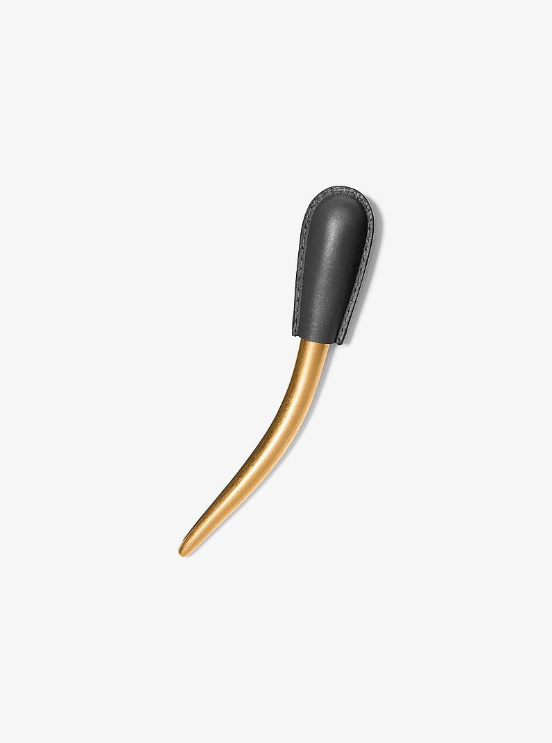 Leather Wrapped Brass Hair Pin in BLACK | Michael Kors