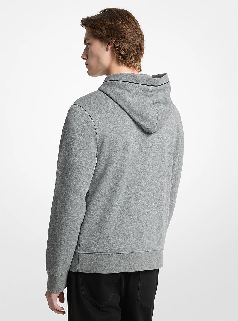Logo Trim Cotton Blend Terry Hoodie in ASH | Michael Kors