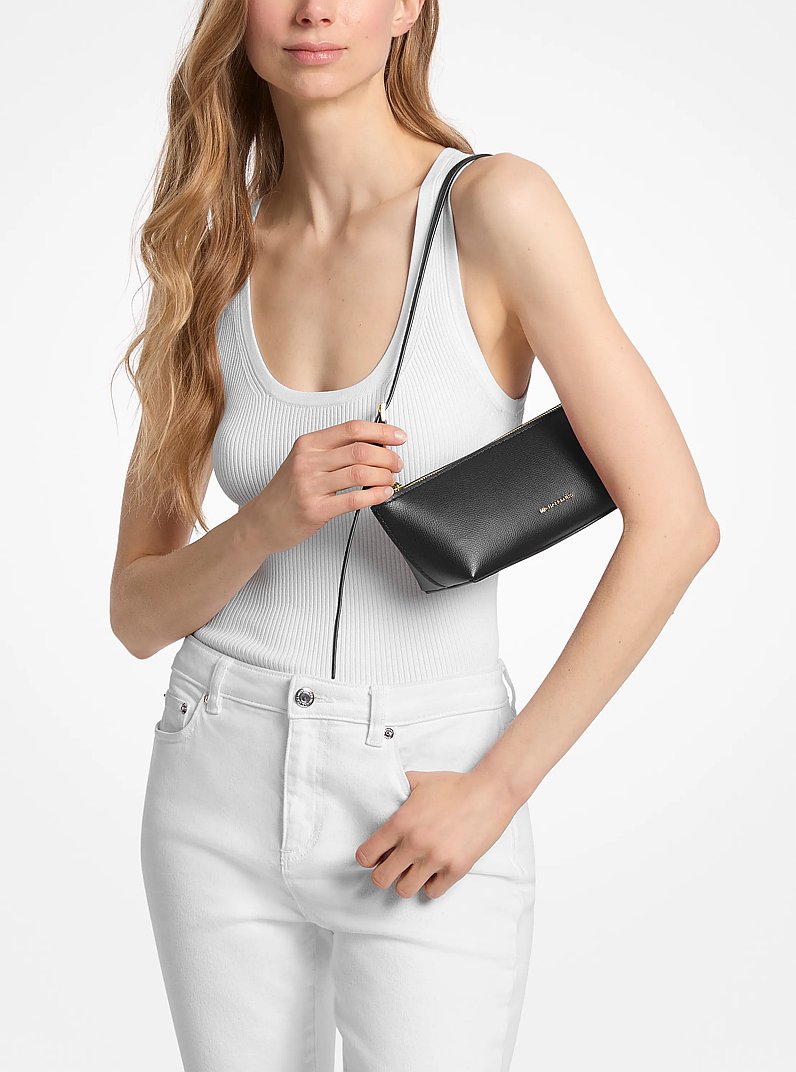 Laila Small Leather Pochette in BLACK | Michael Kors