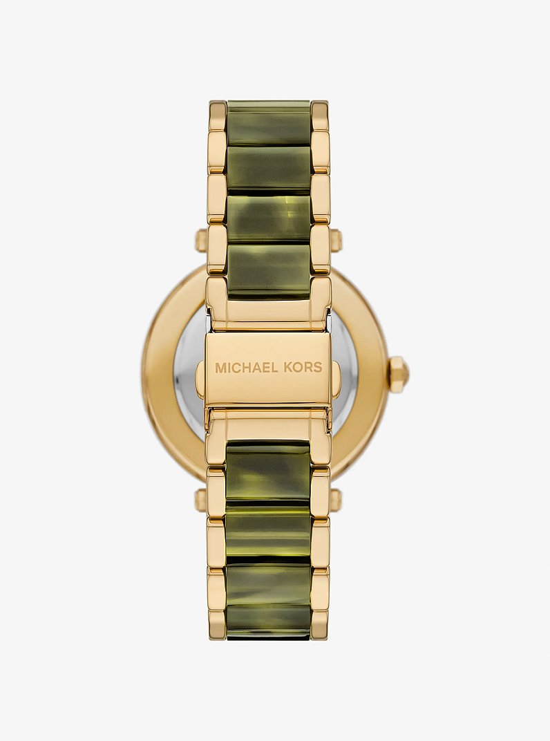 Parker Pav&eacute; Gold-Tone Acetate Watch in TOMILLO | Michael Kors