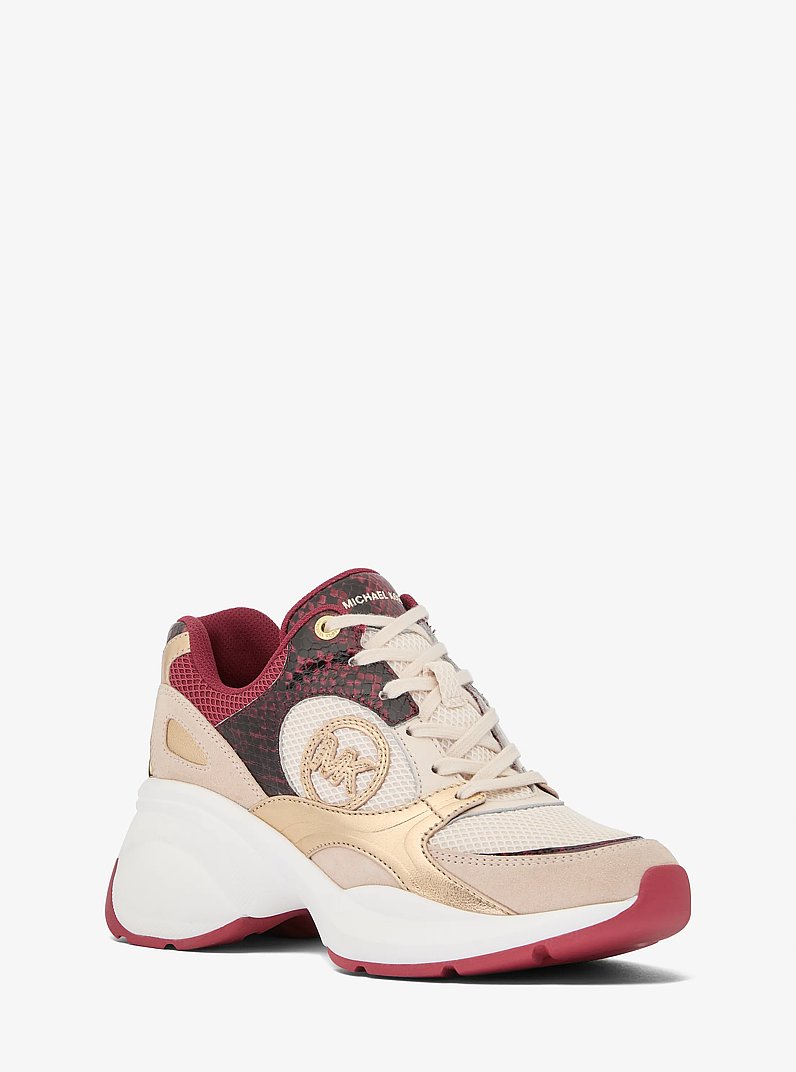 Basket Zuma en cuir effet serpent en relief et maille