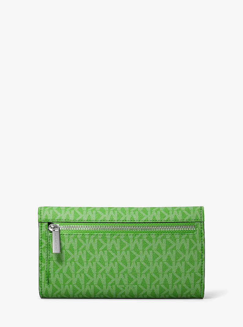 Grand portefeuille &agrave; trois volets Jet Set &agrave; logo Signature in JUNGLE | Michael Kors
