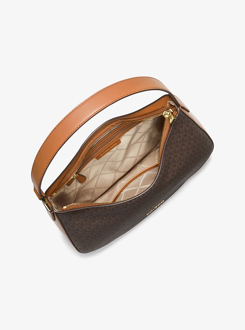 Kensington Large Signature Logo Hobo Shoulder Bag in BRN/ACORN | Michael Kors