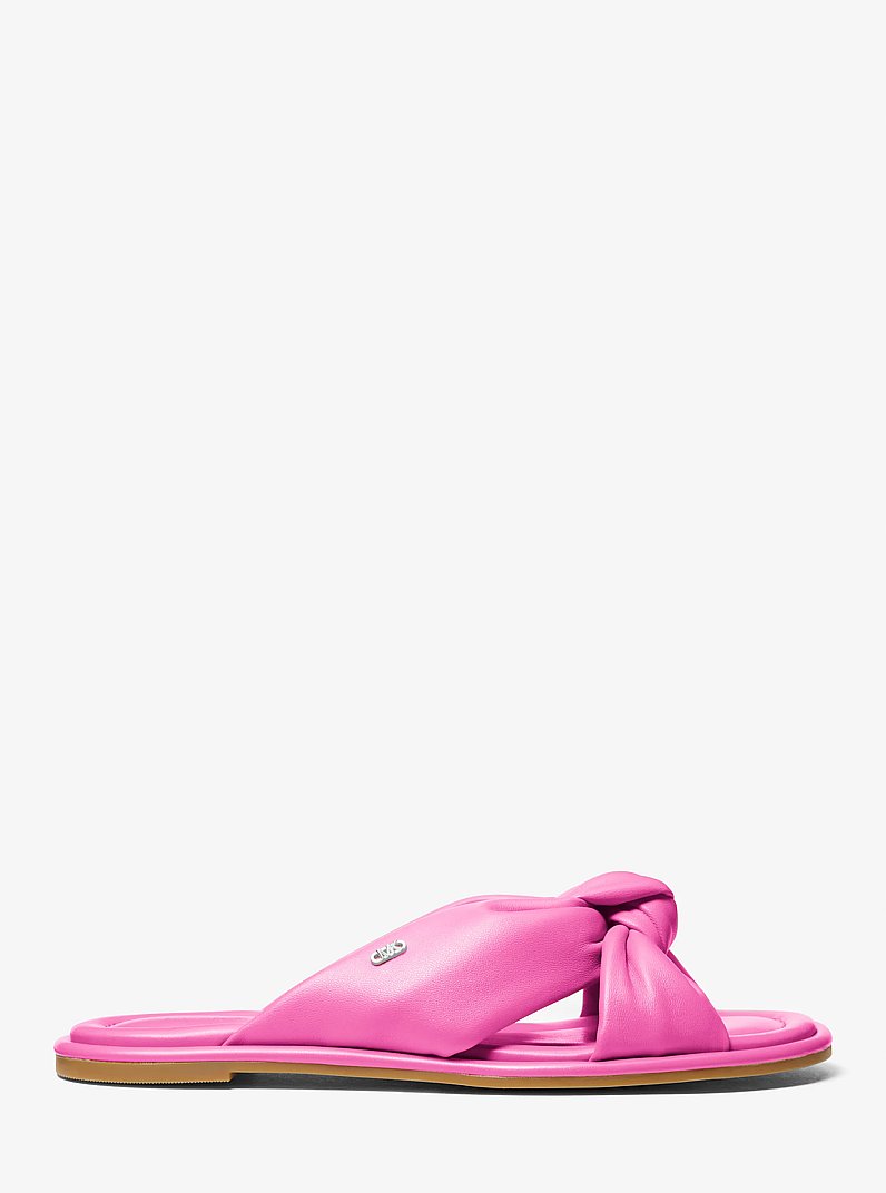 Elena Leather Slide Sandal in CERISE | Michael Kors